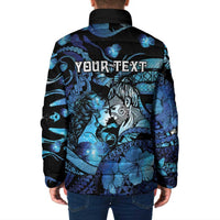 Personalised Maori Romantic Valentine Padded Jacket The Hongi Kiss Blue Galaxy DT05 - Polynesian Pride
