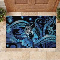 Maori Romantic Valentine Rubber Doormat The Hongi Kiss Blue Galaxy DT05 Blue - Polynesian Pride