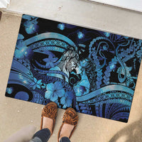Maori Romantic Valentine Rubber Doormat The Hongi Kiss Blue Galaxy DT05 - Polynesian Pride