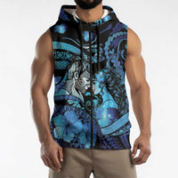 Personalised Maori Romantic Valentine Sleeveless Zip Hoodie The Hongi Kiss Blue Galaxy