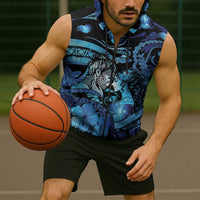 Personalised Maori Romantic Valentine Sleeveless Zip Hoodie The Hongi Kiss Blue Galaxy