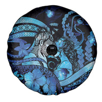 Maori Romantic Valentine Spare Tire Cover The Hongi Kiss Blue Galaxy