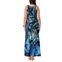 Personalised Maori Romantic Valentine Tank Maxi Dress The Hongi Kiss Blue Galaxy DT05 - Polynesian Pride