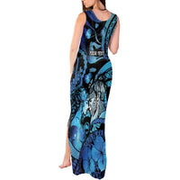 Personalised Maori Romantic Valentine Tank Maxi Dress The Hongi Kiss Blue Galaxy DT05 - Polynesian Pride