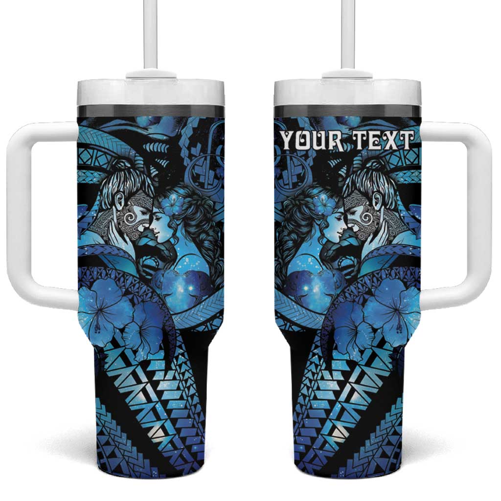 Personalised Maori Romantic Valentine Tumbler With Handle The Hongi Kiss Blue Galaxy