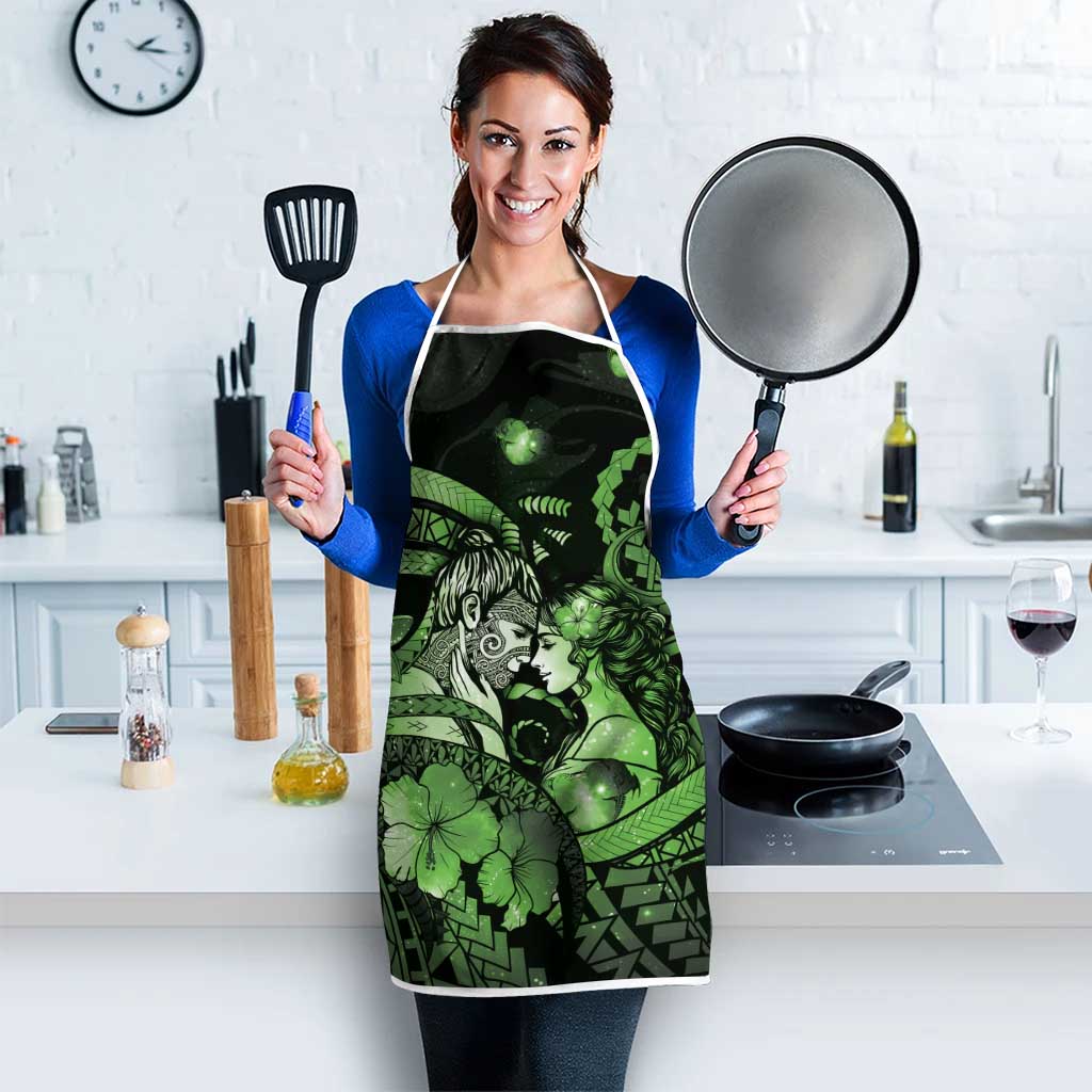 Maori Romantic Valentine Apron The Hongi Kiss Green Galaxy