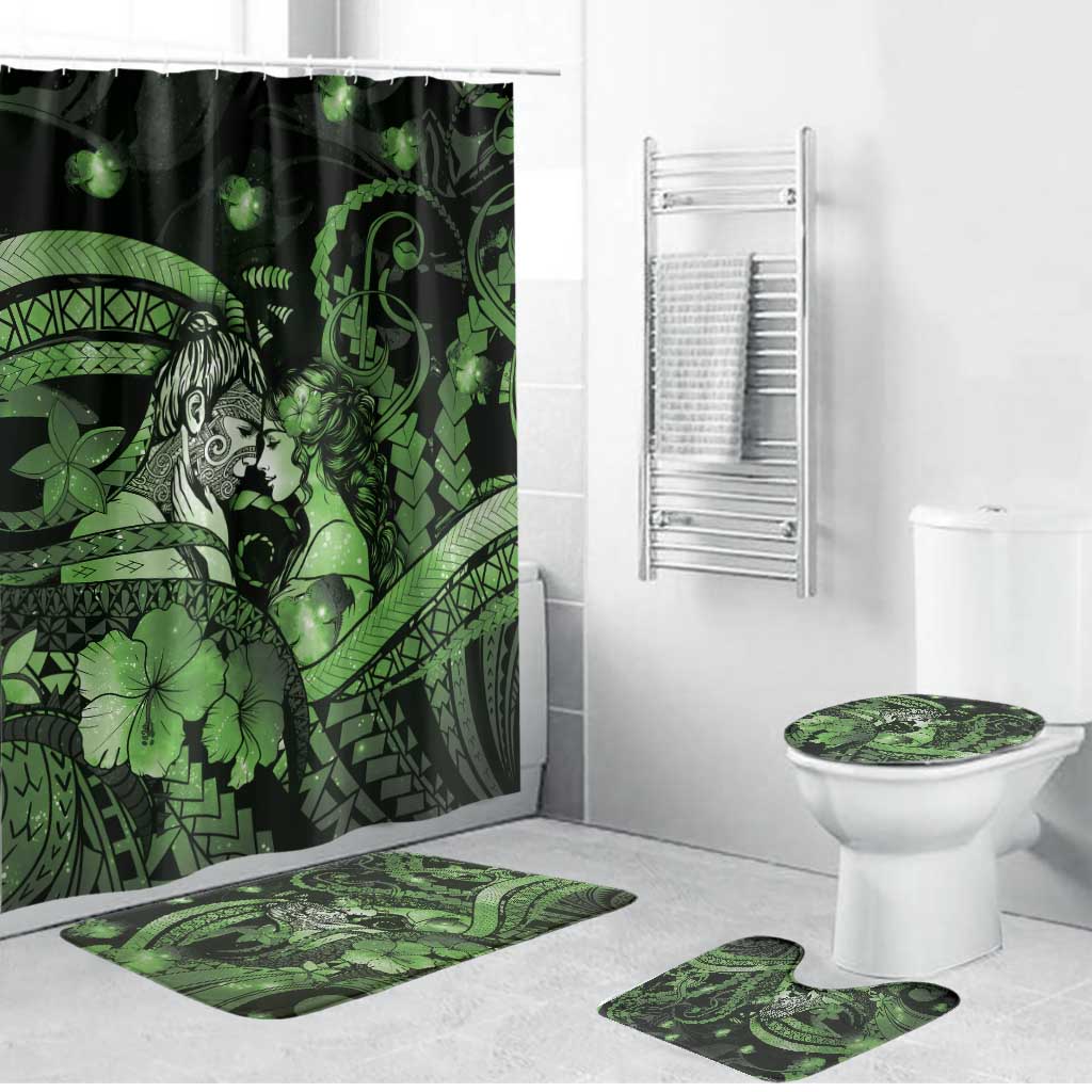 Maori Romantic Valentine Bathroom Set The Hongi Kiss Green Galaxy DT05 Bathroom Set (4 pcs) Green - Polynesian Pride