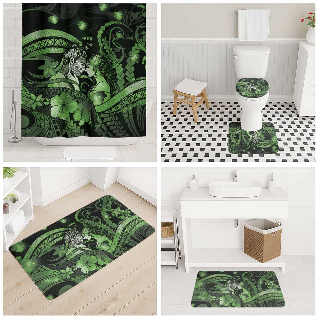 Maori Romantic Valentine Bathroom Set The Hongi Kiss Green Galaxy DT05 - Polynesian Pride