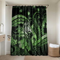 Maori Romantic Valentine Bathroom Set The Hongi Kiss Green Galaxy DT05 Shower Curtain Only Green - Polynesian Pride