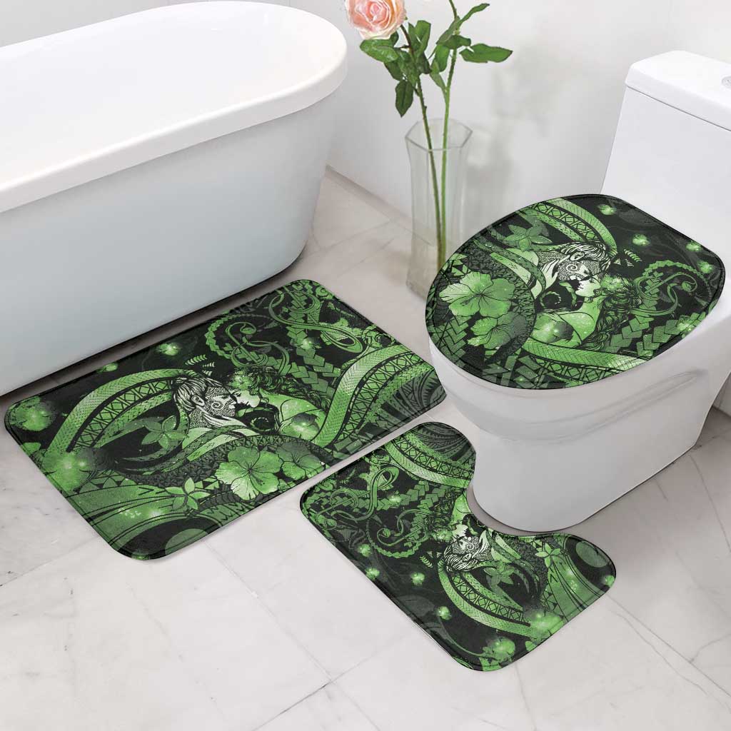 Maori Romantic Valentine Bathroom Set The Hongi Kiss Green Galaxy DT05 - Polynesian Pride