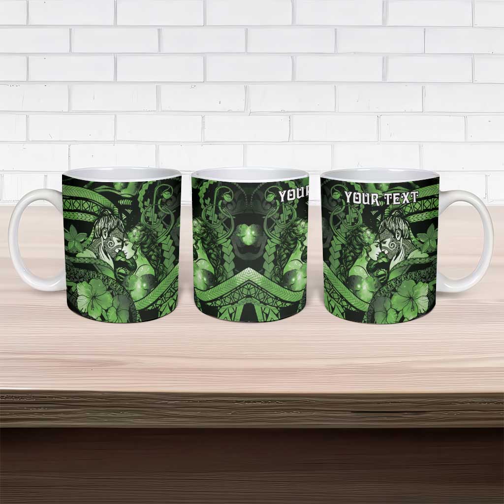 Personalised Maori Romantic Valentine Ceramic Mug The Hongi Kiss Green Galaxy DT05 - Polynesian Pride