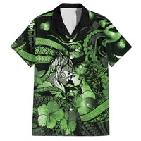 Personalised Maori Romantic Valentine Hawaiian Shirt The Hongi Kiss Green Galaxy DT05 Green - Polynesian Pride