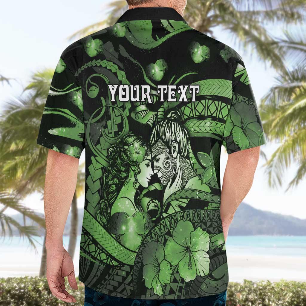 Personalised Maori Romantic Valentine Hawaiian Shirt The Hongi Kiss Green Galaxy DT05 - Polynesian Pride