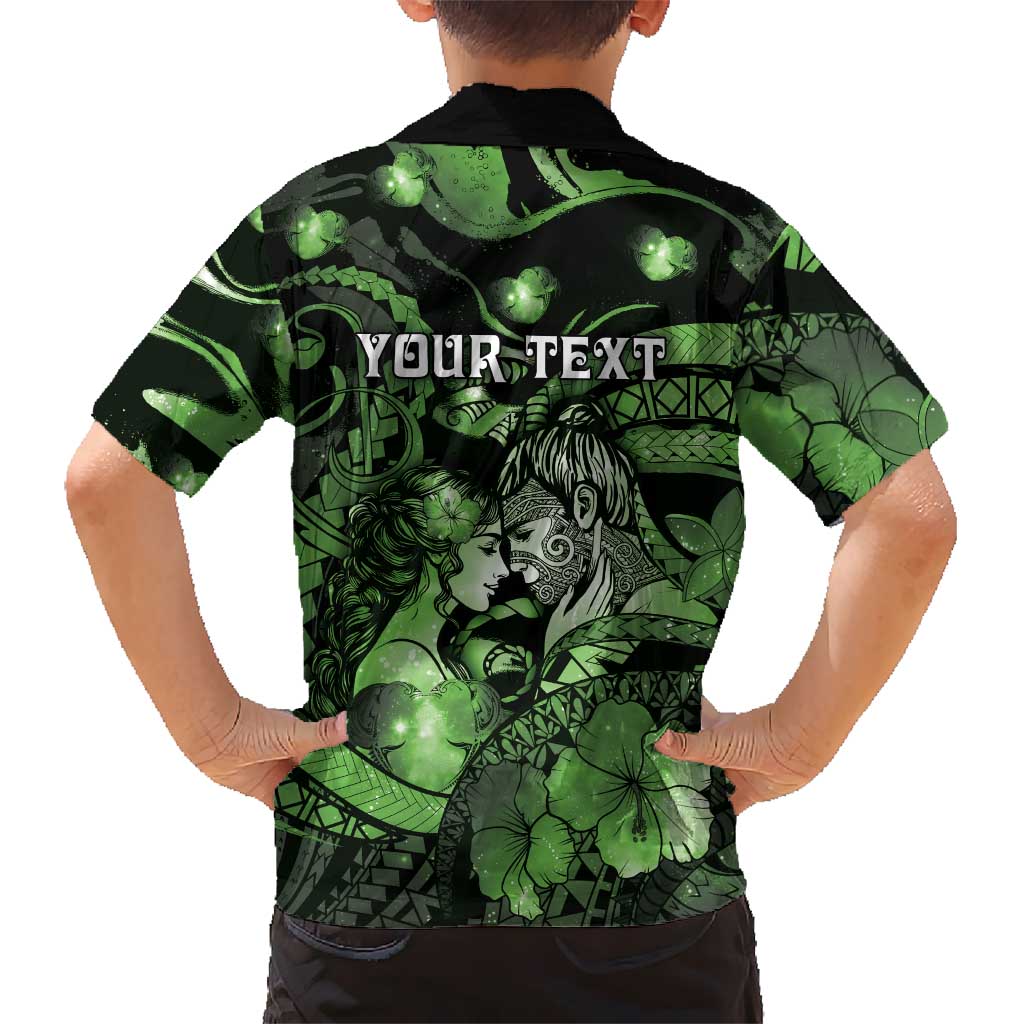 Personalised Maori Romantic Valentine Hawaiian Shirt The Hongi Kiss Green Galaxy DT05 - Polynesian Pride