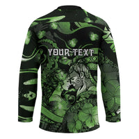 Personalised Maori Romantic Valentine Hockey Jersey The Hongi Kiss Green Galaxy