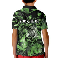Personalised Maori Romantic Valentine Kid Polo Shirt The Hongi Kiss Green Galaxy