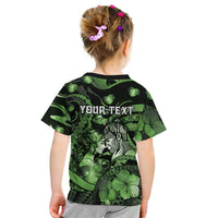 Personalised Maori Romantic Valentine Kid T Shirt The Hongi Kiss Green Galaxy DT05 - Polynesian Pride