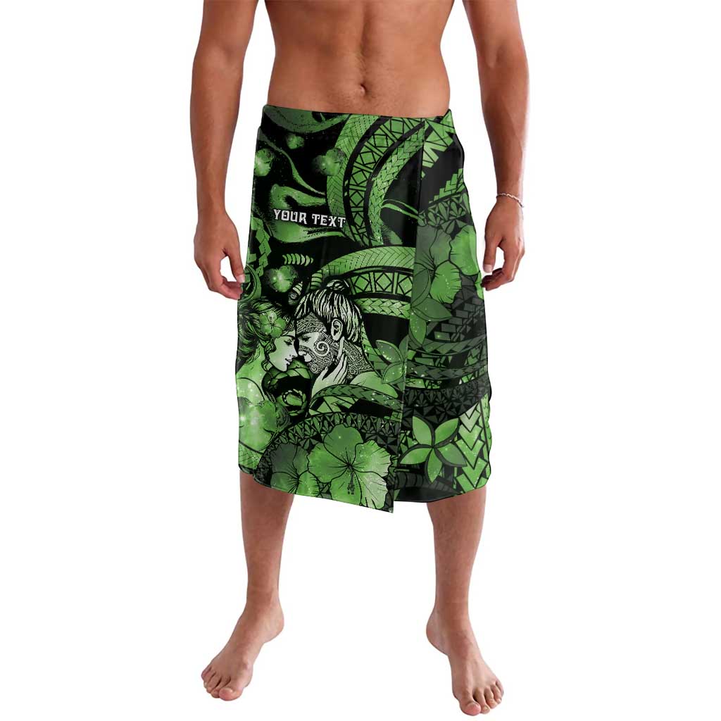 Personalised Maori Romantic Valentine Lavalava The Hongi Kiss Green Galaxy
