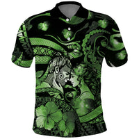 Personalised Maori Romantic Valentine Polo Shirt The Hongi Kiss Green Galaxy DT05 Green - Polynesian Pride