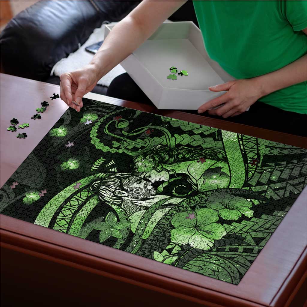 Maori Romantic Valentine Puzzle The Hongi Kiss Green Galaxy