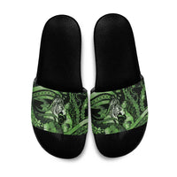 Maori Romantic Valentine Slide Sandals The Hongi Kiss Green Galaxy DT05 Green - Polynesian Pride