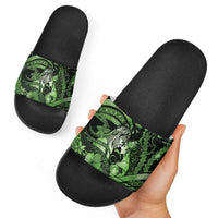 Maori Romantic Valentine Slide Sandals The Hongi Kiss Green Galaxy DT05 - Polynesian Pride