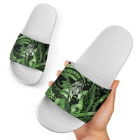 Maori Romantic Valentine Slide Sandals The Hongi Kiss Green Galaxy DT05 - Polynesian Pride