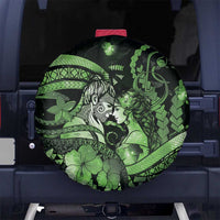 Maori Romantic Valentine Spare Tire Cover The Hongi Kiss Green Galaxy
