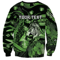 Personalised Maori Romantic Valentine Sweatshirt The Hongi Kiss Green Galaxy