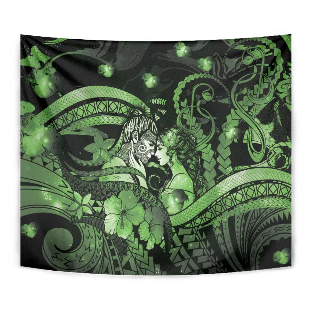 Maori Romantic Valentine Tapestry The Hongi Kiss Green Galaxy DT05 - Polynesian Pride