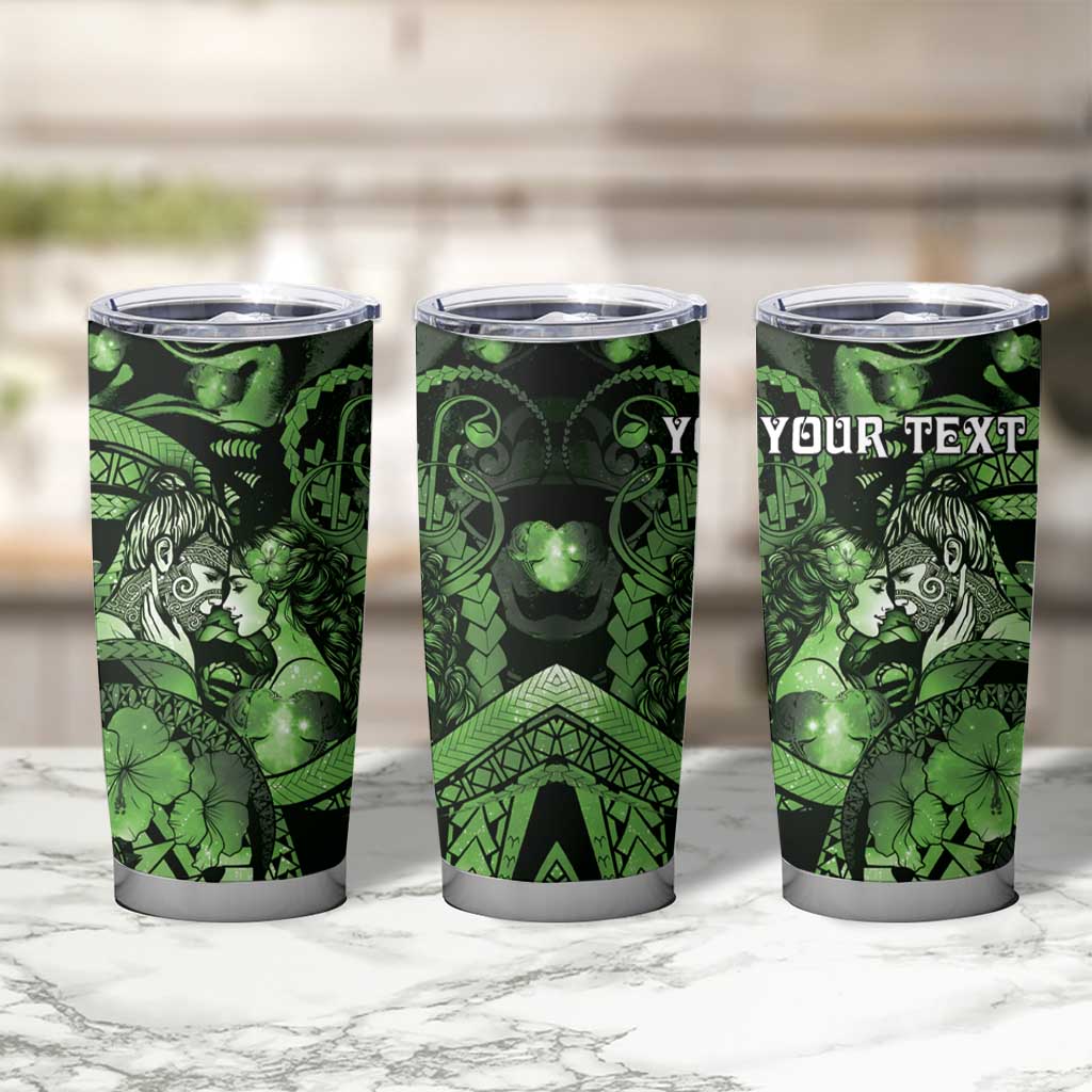 Personalised Maori Romantic Valentine Tumbler Cup The Hongi Kiss Green Galaxy DT05 - Polynesian Pride