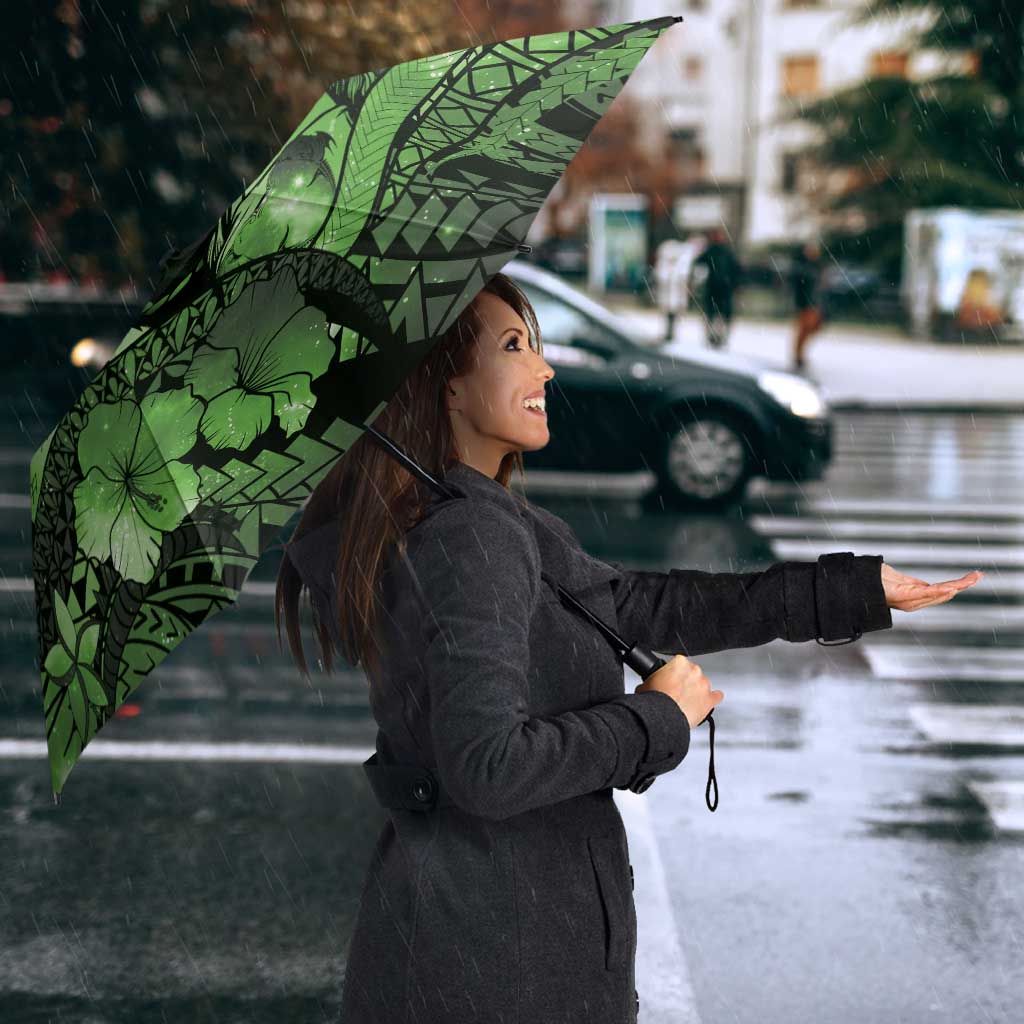 Maori Romantic Valentine Umbrella The Hongi Kiss Green Galaxy