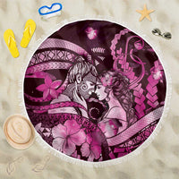 Maori Romantic Valentine Beach Blanket The Hongi Kiss Pink Galaxy DT05 One Size 150cm Pink - Polynesian Pride