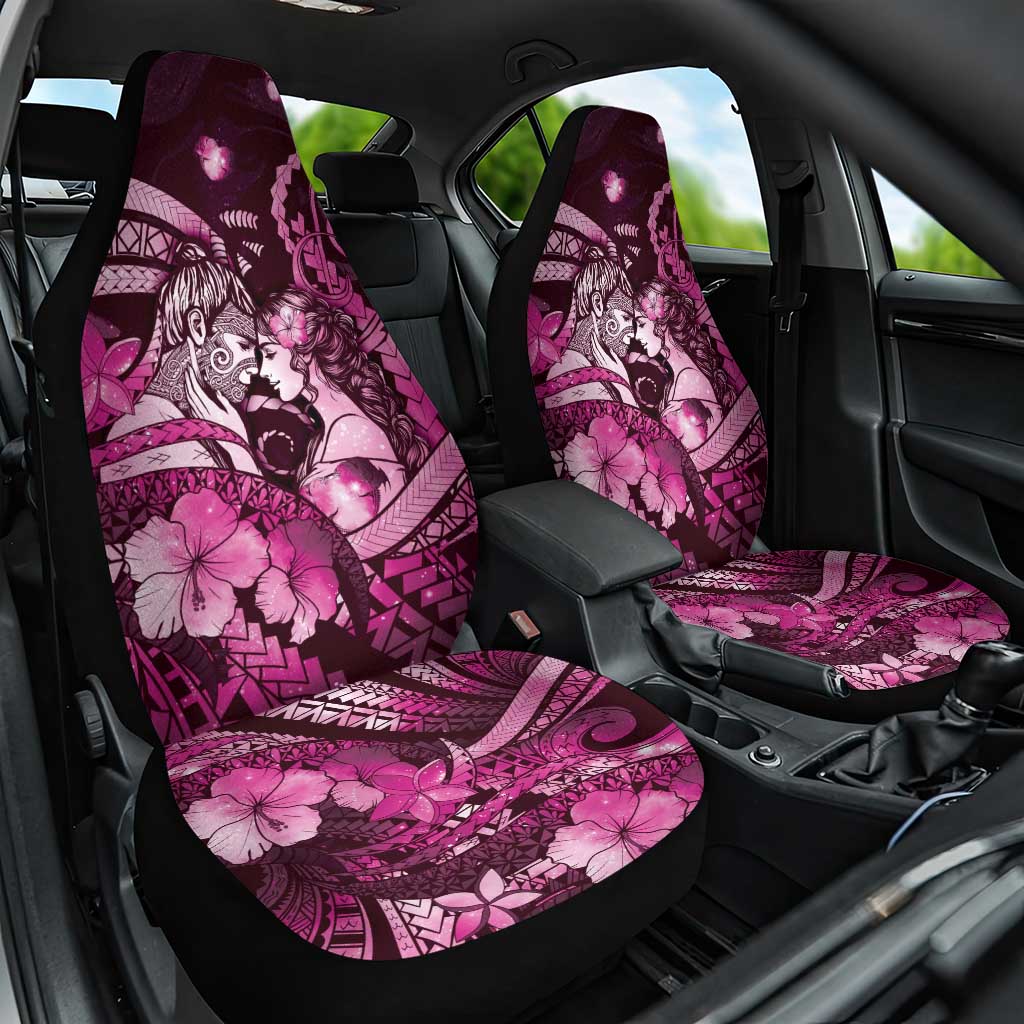 Maori Romantic Valentine Car Seat Cover The Hongi Kiss Pink Galaxy DT05 One Size Pink - Polynesian Pride