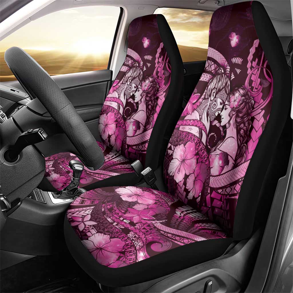 Maori Romantic Valentine Car Seat Cover The Hongi Kiss Pink Galaxy DT05 - Polynesian Pride