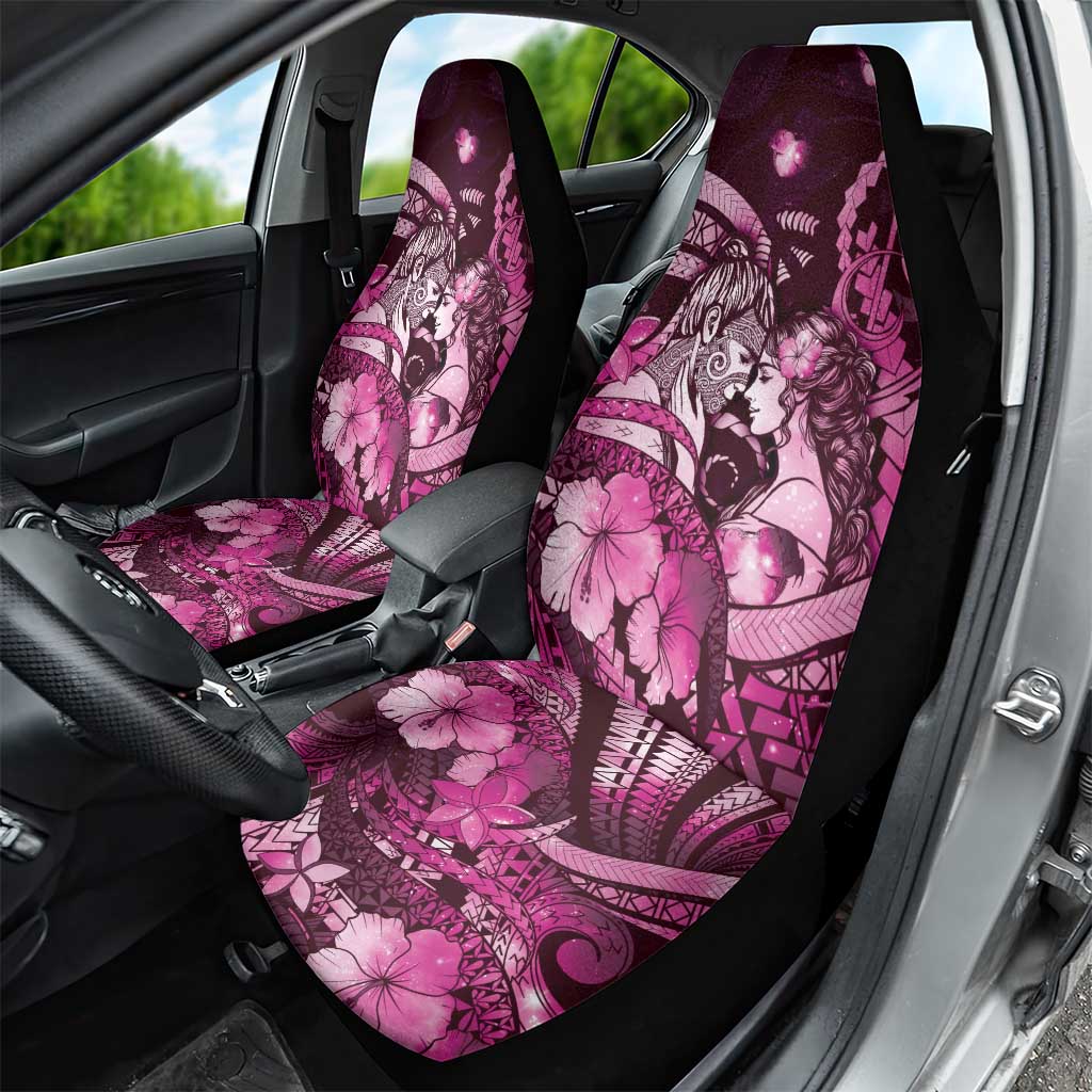 Maori Romantic Valentine Car Seat Cover The Hongi Kiss Pink Galaxy DT05 - Polynesian Pride