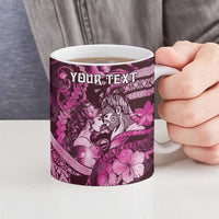 Personalised Maori Romantic Valentine Ceramic Mug The Hongi Kiss Pink Galaxy DT05 - Polynesian Pride