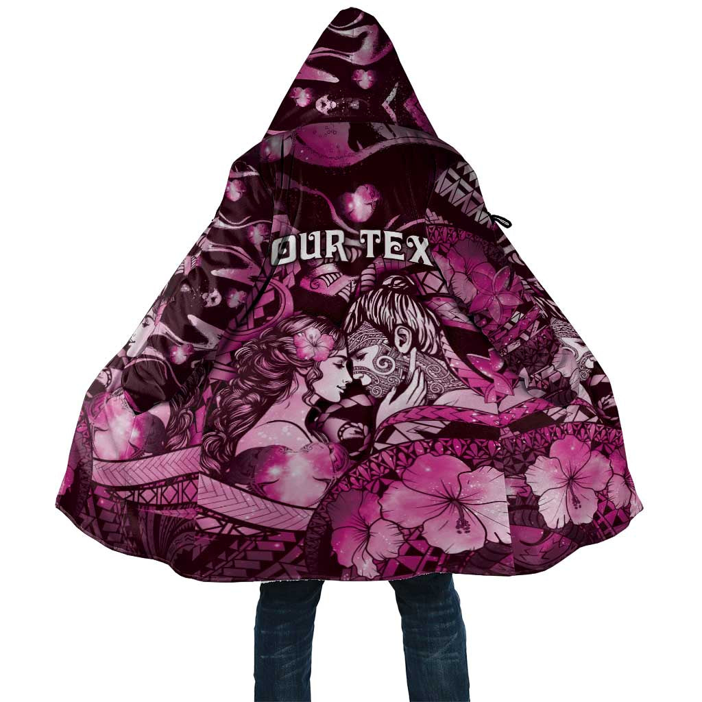 Personalised Maori Romantic Valentine Cloak The Hongi Kiss Pink Galaxy