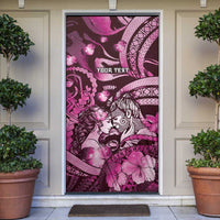 Personalised Maori Romantic Valentine Door Cover The Hongi Kiss Pink Galaxy
