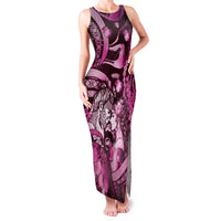 Personalised Maori Romantic Valentine Family Matching Tank Maxi Dress and Hawaiian Shirt The Hongi Kiss Pink Galaxy