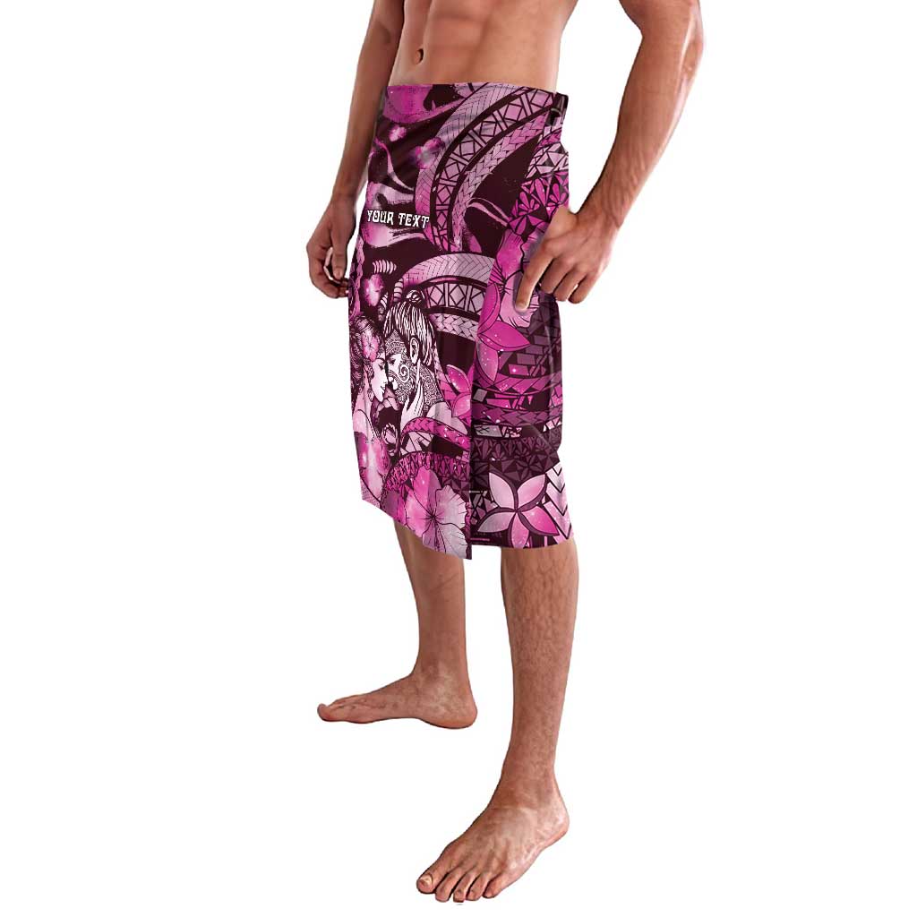 Personalised Maori Romantic Valentine Lavalava The Hongi Kiss Pink Galaxy