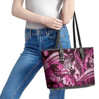 Maori Romantic Valentine Leather Tote Bag The Hongi Kiss Pink Galaxy
