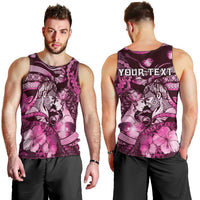 Personalised Maori Romantic Valentine Men Tank Top The Hongi Kiss Pink Galaxy