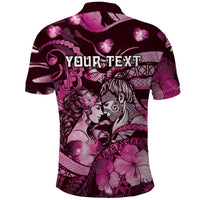 Personalised Maori Romantic Valentine Polo Shirt The Hongi Kiss Pink Galaxy DT05 - Polynesian Pride