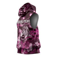 Personalised Maori Romantic Valentine Sleeveless Hoodie The Hongi Kiss Pink Galaxy