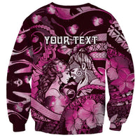 Personalised Maori Romantic Valentine Sweatshirt The Hongi Kiss Pink Galaxy DT05 - Polynesian Pride