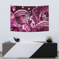 Maori Romantic Valentine Tapestry The Hongi Kiss Pink Galaxy DT05 - Polynesian Pride