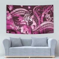 Maori Romantic Valentine Tapestry The Hongi Kiss Pink Galaxy DT05 - Polynesian Pride