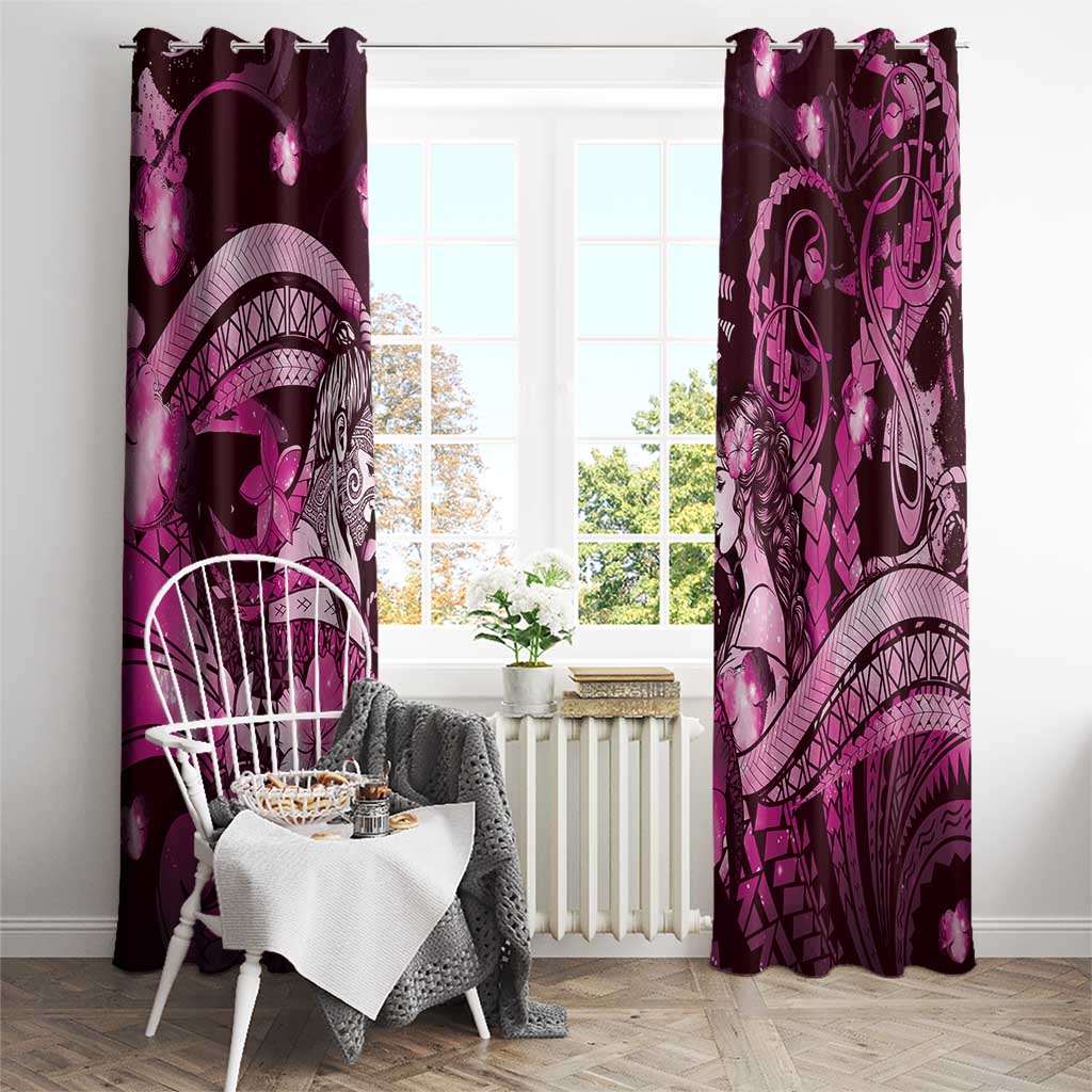 Maori Romantic Valentine Window Curtain The Hongi Kiss Pink Galaxy