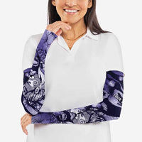 Personalised Maori Romantic Valentine Arm Sleeves The Hongi Kiss Purple Galaxy DT05 - Polynesian Pride